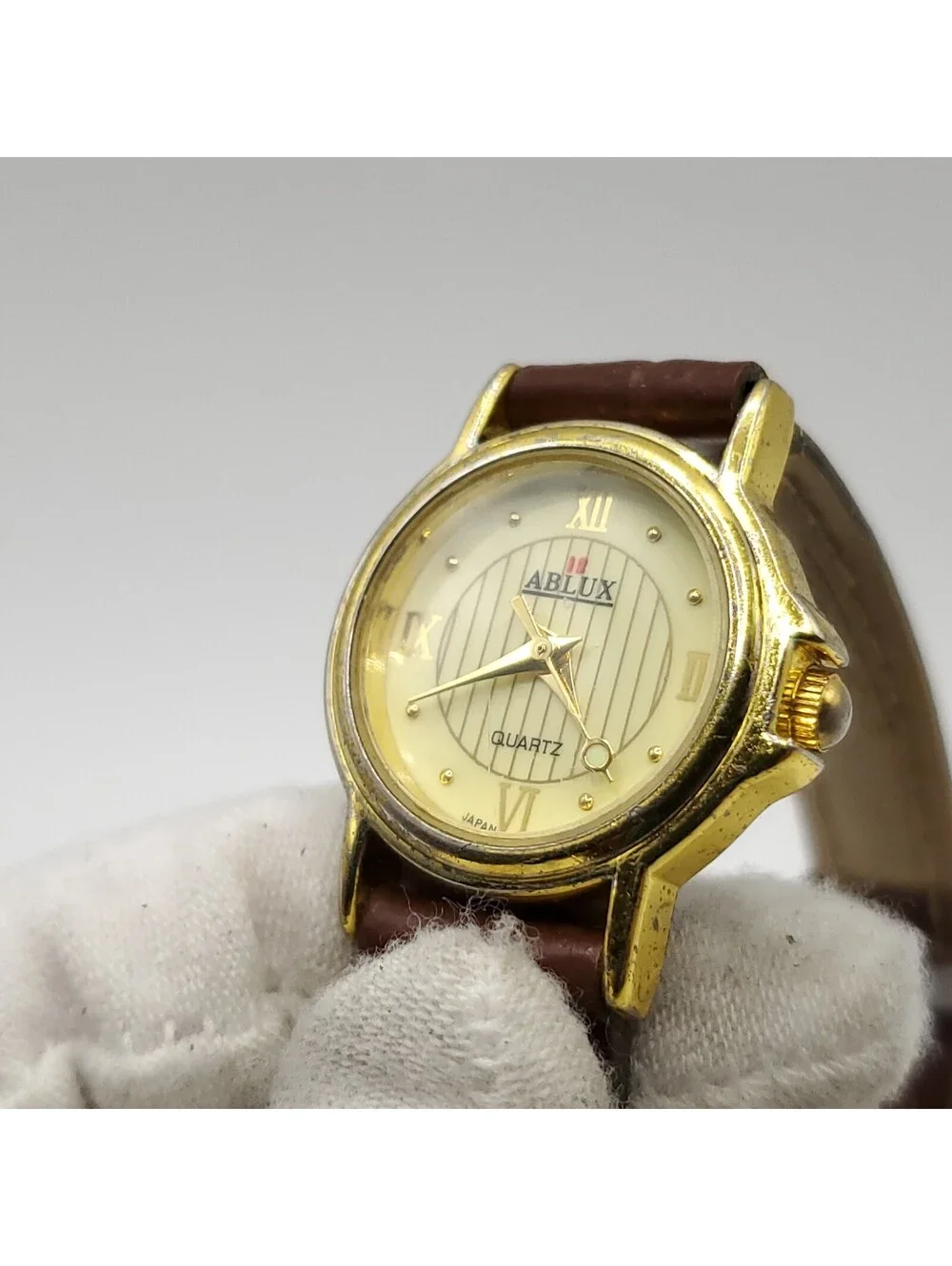 Ablux Quartz Brown Leather Band 22mm Womens Watch New Battery